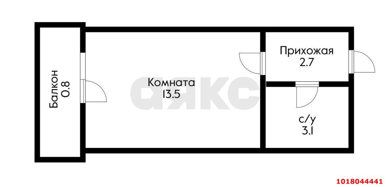 Фото №7: Студия <span class="whitespace-nowrap">20 м²</span>, <span class="whitespace-nowrap">14/20 эт.</span> - Краснодар, Прикубанский внутригородской округ, Калинино, Завод Радиоизмерительных Приборов, мкр. ЖК Акварели-2, ул. Тепличная, 62/1к3