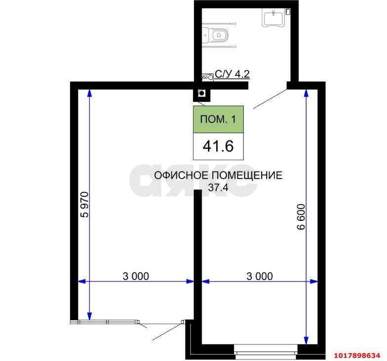 Фото №3: Торговое помещение <span class="whitespace-nowrap">41 м²</span>, <span class="whitespace-nowrap">1/16 эт.</span> - Краснодар, Прикубанский внутригородской округ, мкр. жилой комплекс Дыхание, ул. Лётчика Позднякова, 2к27