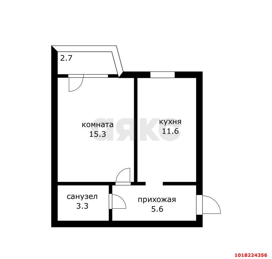 Фото №8: 1-комнатная квартира <span class="whitespace-nowrap">39 м²</span>, <span class="whitespace-nowrap">4/5 эт.</span> - Яблоновский, ул. Гагарина, 161/4