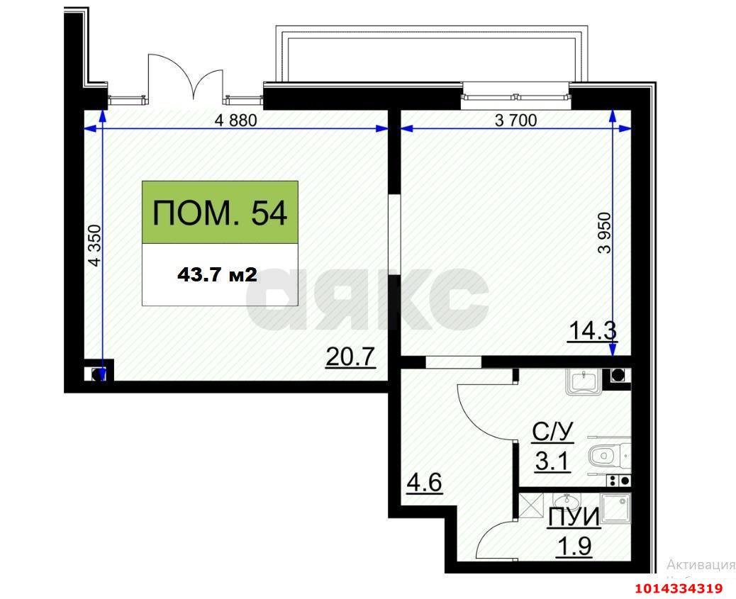 Фото №5: Торговое помещение <span class="whitespace-nowrap">43 м²</span>, <span class="whitespace-nowrap">1/16 эт.</span> - Краснодар, Прикубанский внутригородской округ, мкр. жилой комплекс Ракурс, ул. имени Героя Ростовского, 8к5