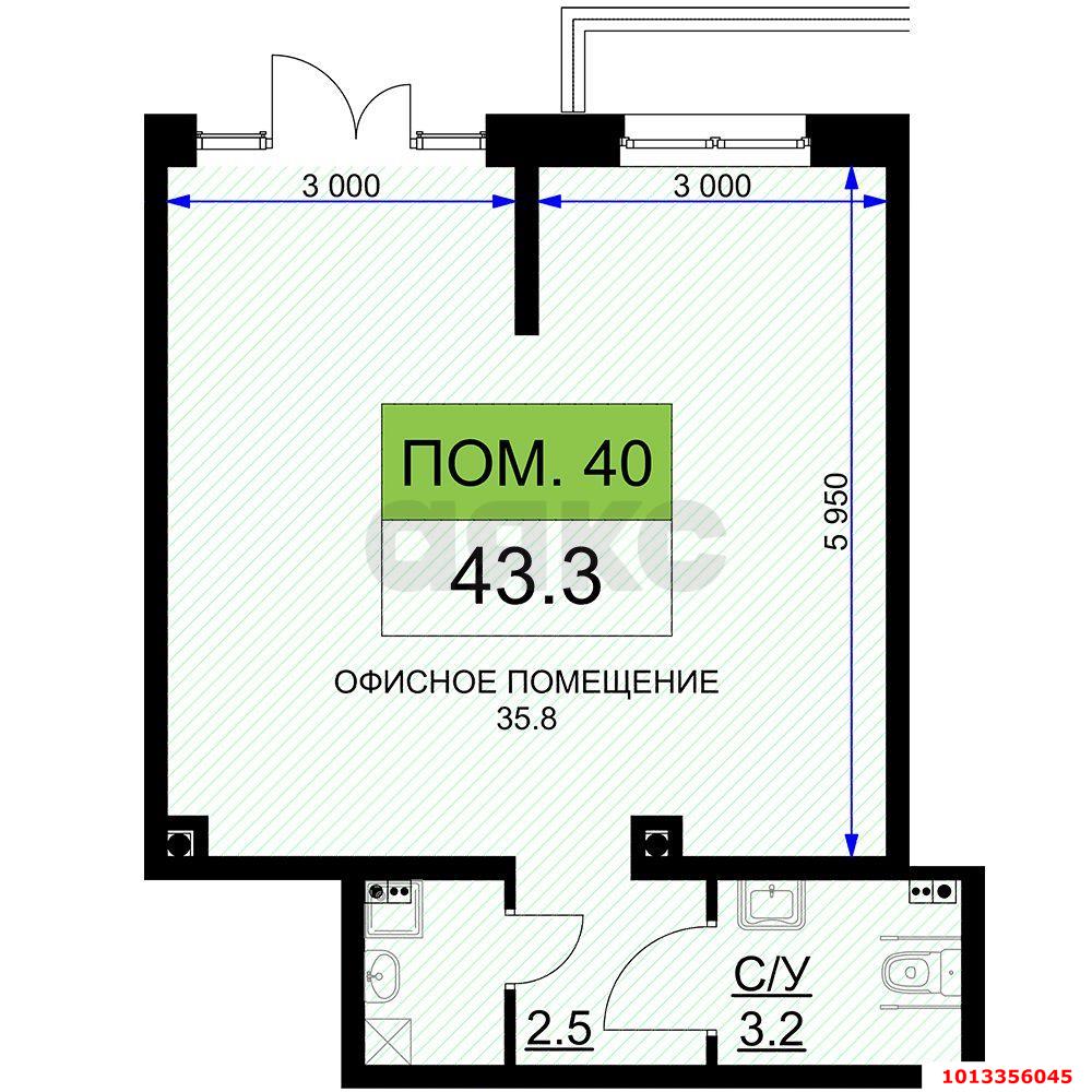 Фото №3: Торговое помещение <span class="whitespace-nowrap">43 м²</span>, <span class="whitespace-nowrap">1/16 эт.</span> - Краснодар, Прикубанский внутригородской округ, мкр. жилой комплекс Ракурс, ул. имени Героя Ростовского, 8