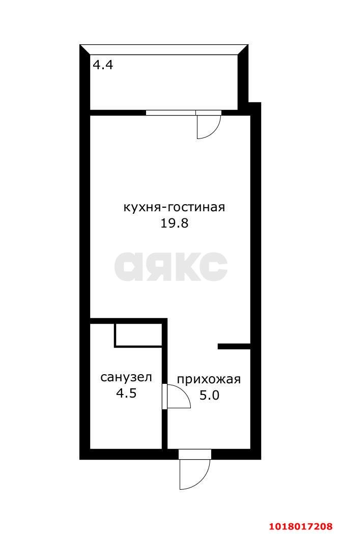 Фото №7: Студия <span class="whitespace-nowrap">29 м²</span>, <span class="whitespace-nowrap">11/17 эт.</span> - Краснодар, Прикубанский внутригородской округ, Музыкальный, мкр. имени Петра Метальникова, ул. Петра Метальникова, 11