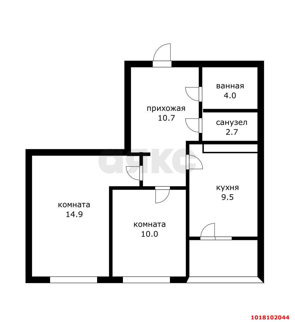 Фото №14: 2-комнатная квартира 58&nbsp;м², 4/17&nbsp;эт. - Краснодар, Прикубанский внутригородской округ, Восточно-Кругликовский, мкр. ЖК Легенда, ул. имени 40-летия Победы, 137