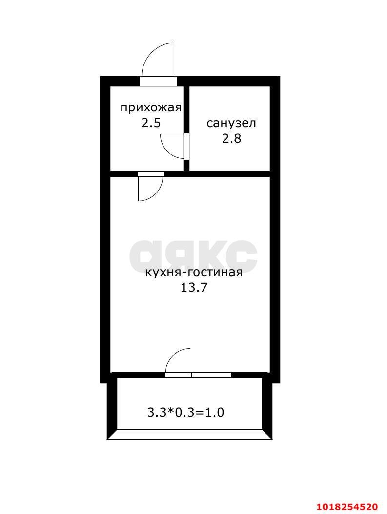 Фото №10: Студия <span class="whitespace-nowrap">21 м²</span>, <span class="whitespace-nowrap">1/5 эт.</span> - Российский, мкр. Прикубанский внутригородской округ, ул. Триумфальная, 1/5
