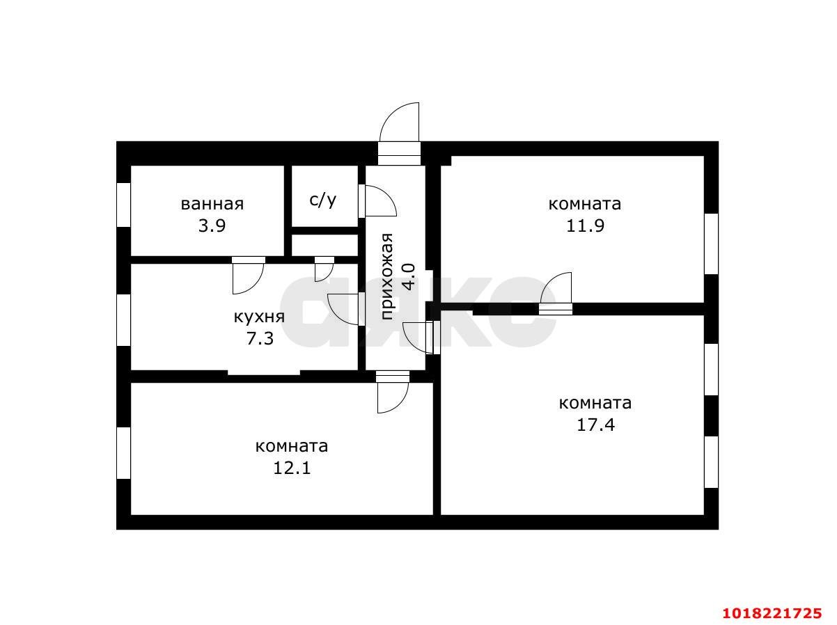 Фото №7: 3-комнатная квартира <span class="whitespace-nowrap">58 м²</span>, <span class="whitespace-nowrap">1/2 эт.</span> - Краснодар, Западный внутригородской округ, мкр. Центральный, ул. Комсомольская, 30