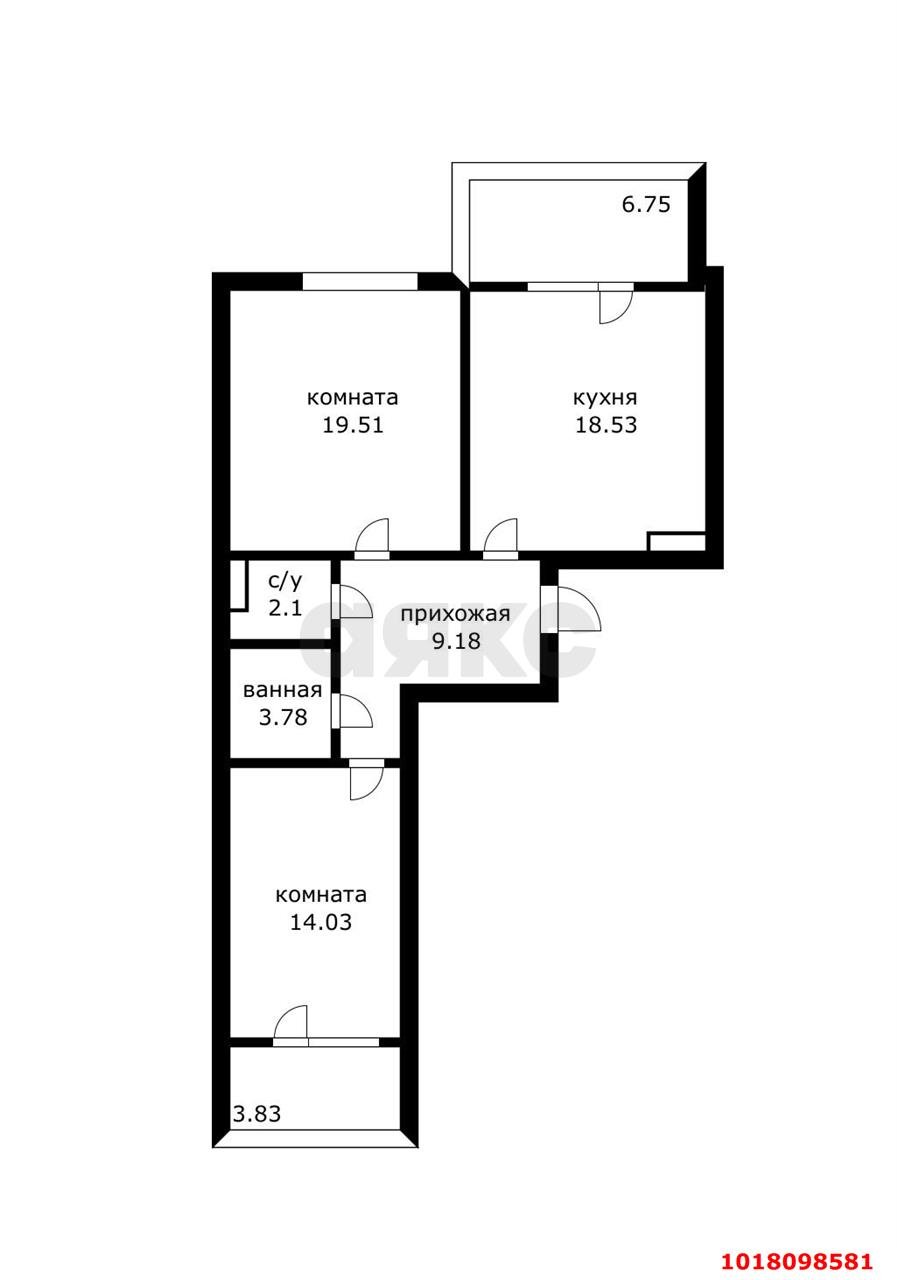 Фото №8: 2-комнатная квартира <span class="whitespace-nowrap">77 м²</span>, <span class="whitespace-nowrap">13/18 эт.</span> - Краснодар, Прикубанский внутригородской округ, жилой комплекс Аксиома, мкр. Догма Парк, ул. Марины Цветаевой, 17к1