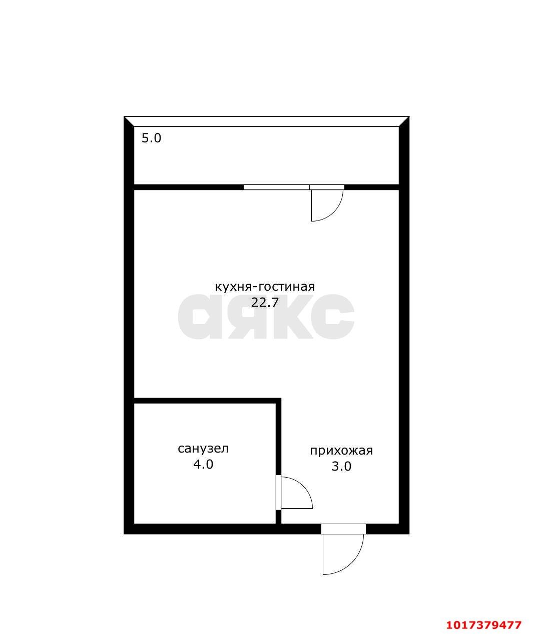 Фото №5: Студия <span class="whitespace-nowrap">35 м²</span>, <span class="whitespace-nowrap">3/16 эт.</span> - Краснодар, Прикубанский внутригородской округ, Музыкальный, мкр. ЖК Жемчужина, ул. имени Ф.И. Шаляпина, 30/1к1