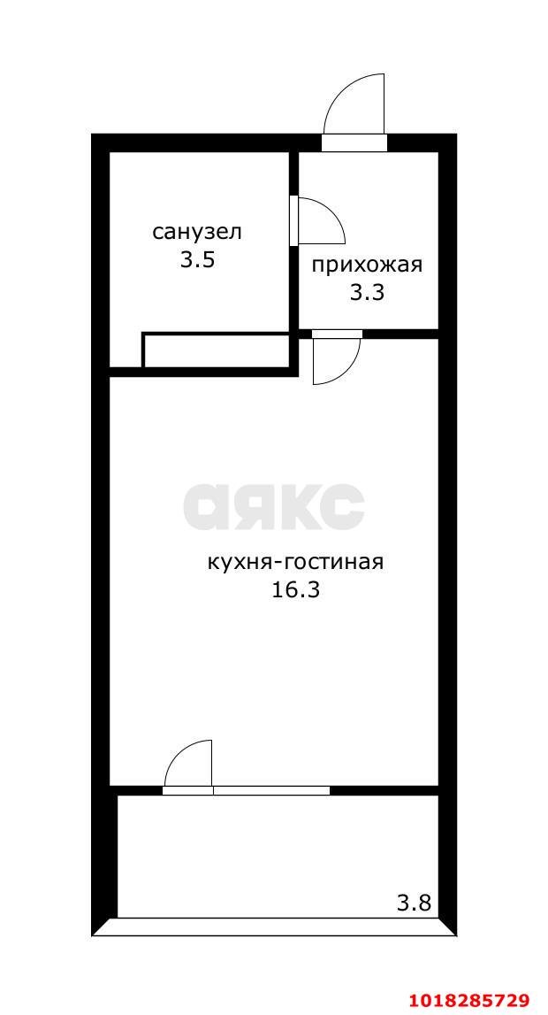 Фото №19: Студия <span class="whitespace-nowrap">26 м²</span>, <span class="whitespace-nowrap">12/16 эт.</span> - Краснодар, Прикубанский внутригородской округ, мкр. жилой комплекс Самолёт-4, ул. Константина Гондаря, 103к1