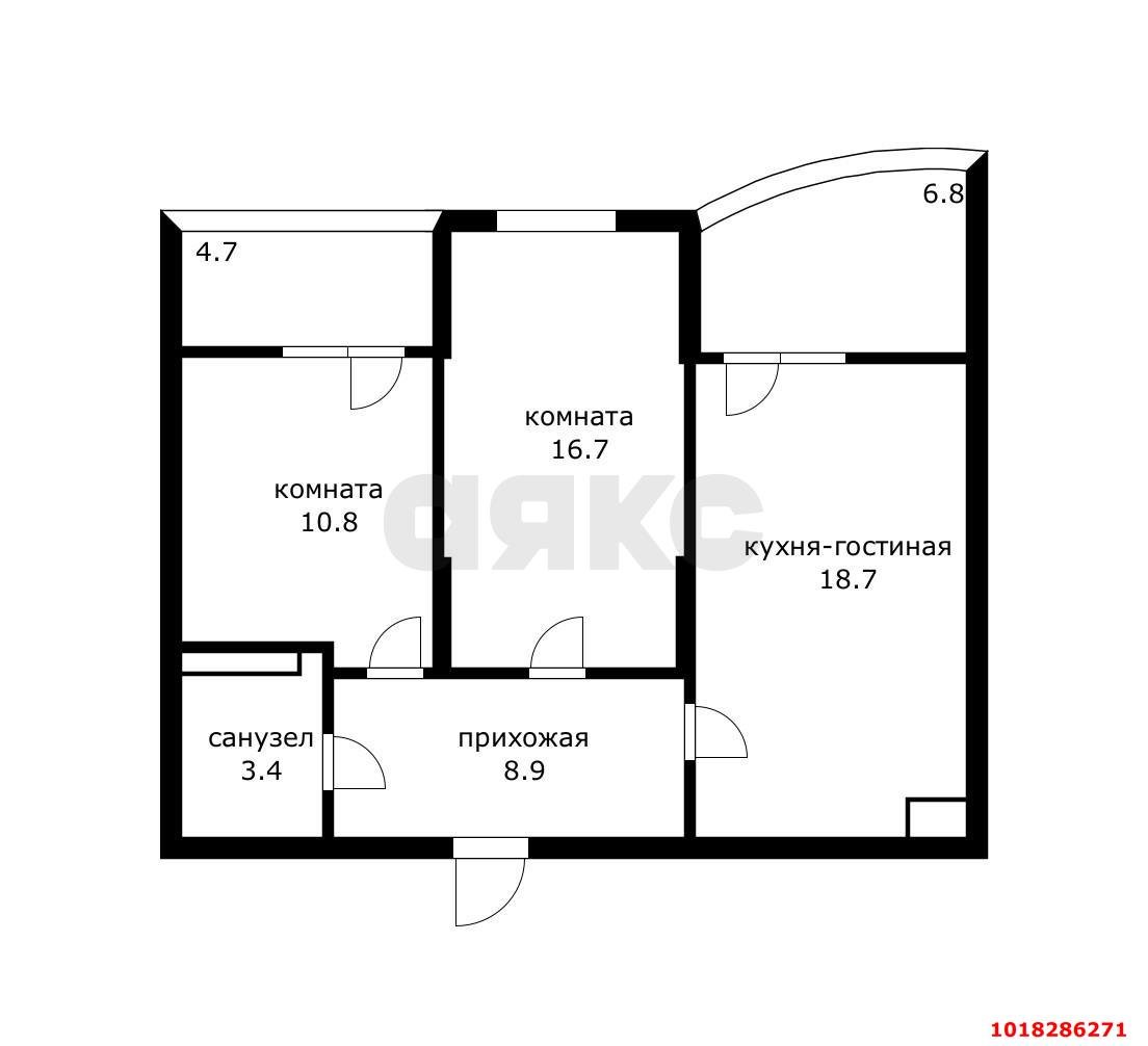 Фото №8: 2-комнатная квартира <span class="whitespace-nowrap">58 м²</span>, <span class="whitespace-nowrap">11/16 эт.</span> - Краснодар, Прикубанский внутригородской округ, мкр. ЖК Хорошая Погода, ул. Кирилла Россинского, 3/1