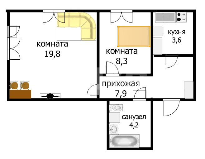 Фото №22: 2-комнатная квартира <span class="whitespace-nowrap">43 м²</span>, <span class="whitespace-nowrap">1/8 эт.</span> - Варваровка, мкр. ЖК Резиденция Анаполис, ул. Калинина, 150к4