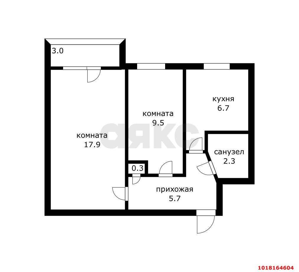 Фото №10: 2-комнатная квартира <span class="whitespace-nowrap">45 м²</span>, <span class="whitespace-nowrap">3/4 эт.</span> - Яблоновский, ул. Андрухаева, 47