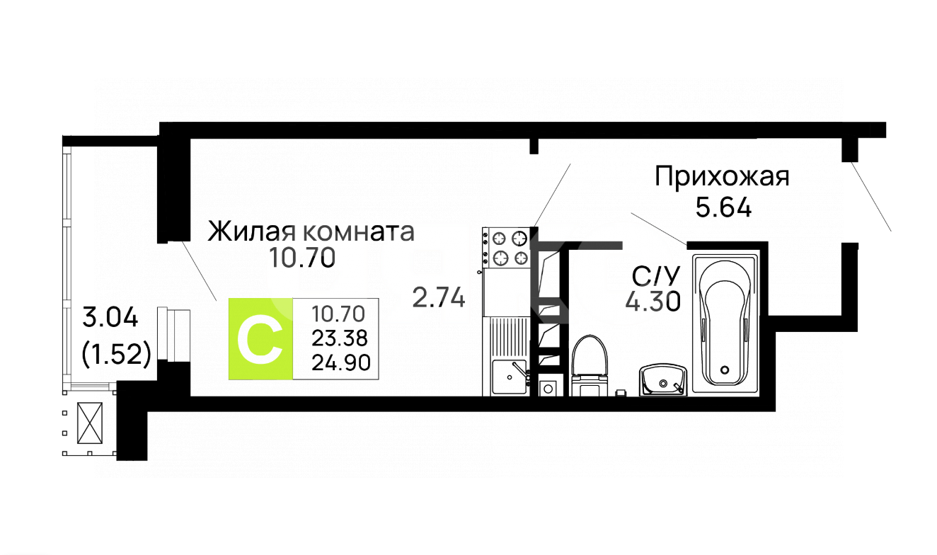 Фото №24: Студия 24 м² - Майкоп, ул. Индустриальная, 2