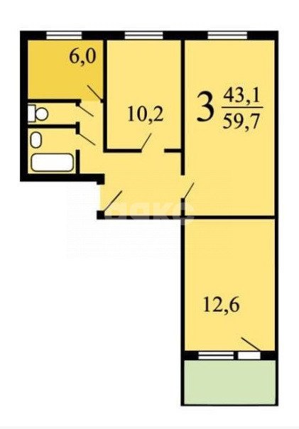 Фото №12: 3-комнатная квартира 61 м² - Москва, 2-й квартал, ул. Рублёвское шоссе, 127