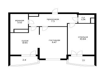 Фото №4: 2-комнатная квартира 54 м² - Краснодар, мкр. имени Петра Метальникова, ул. Петра Метальникова, 38